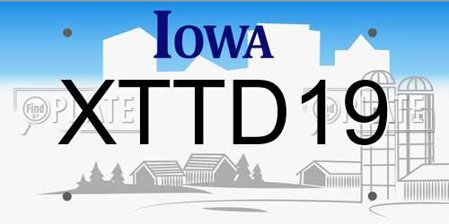 XTTD19 Iowa License Plate