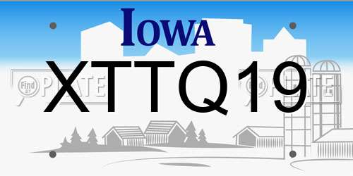 XTTQ19 Iowa License Plate