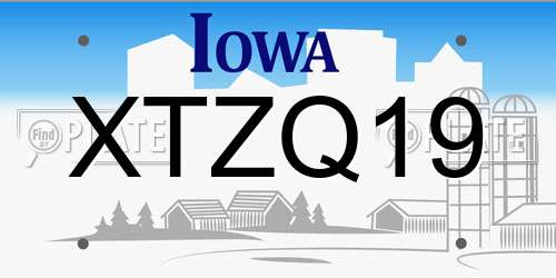 XTZQ19 Iowa License Plate