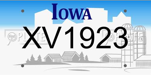 XV1923 Iowa License Plate