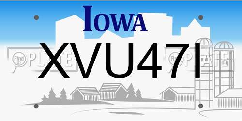 XVU47I Iowa License Plate