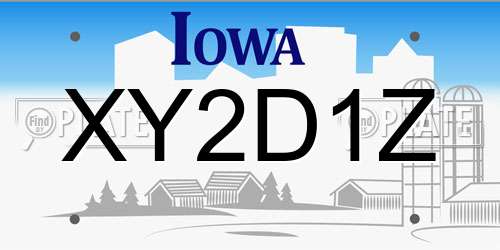 XY2D1Z Iowa License Plate