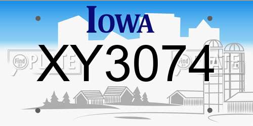 XY3074 Iowa License Plate