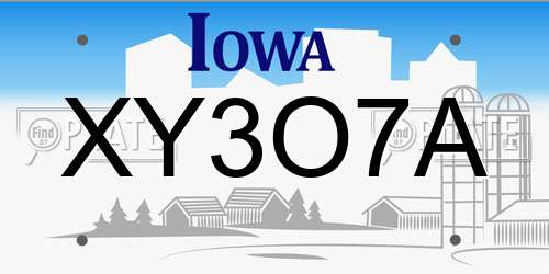 XY3O7A Iowa License Plate