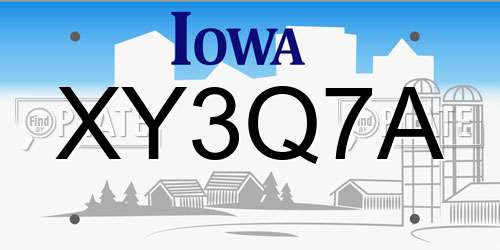 XY3Q7A Iowa License Plate