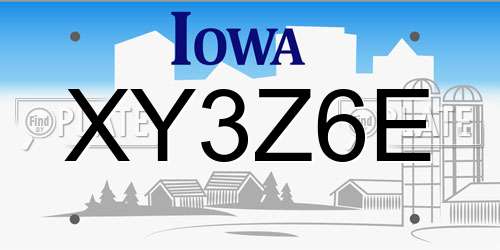XY3Z6E Iowa License Plate