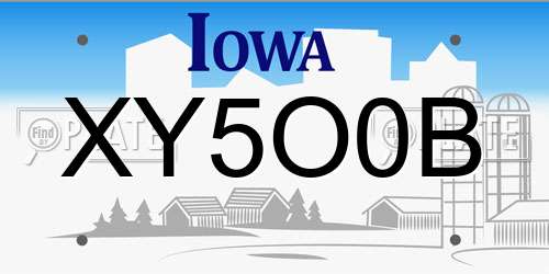 XY5O0B Iowa License Plate