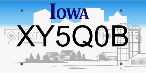 XY5Q0B Iowa License Plate