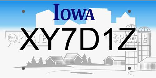 XY7D1Z Iowa License Plate