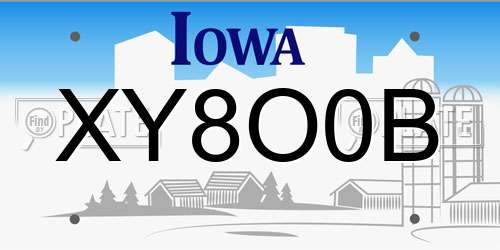 XY8O0B Iowa License Plate