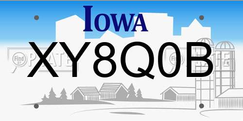 XY8Q0B Iowa License Plate