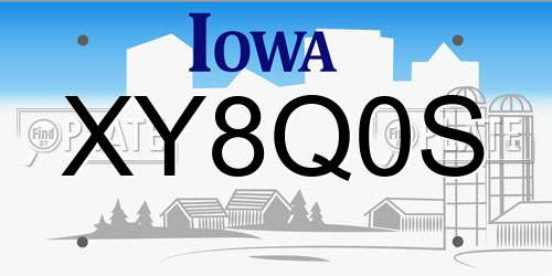 XY8Q0S Iowa License Plate