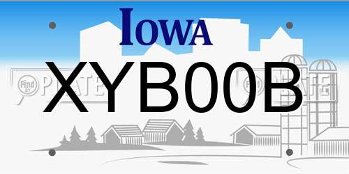 XYB00B Iowa License Plate