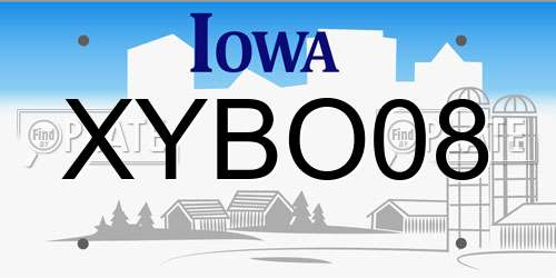 XYBO08 Iowa License Plate