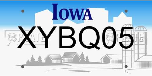 XYBQ05 Iowa License Plate