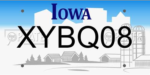 XYBQ08 Iowa License Plate