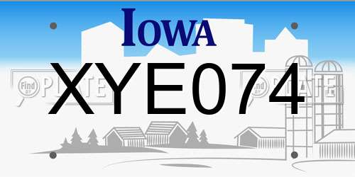 XYE074 Iowa License Plate