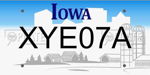 XYE07A Iowa License Plate