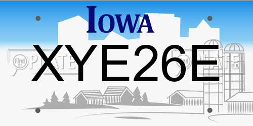 XYE26E Iowa License Plate
