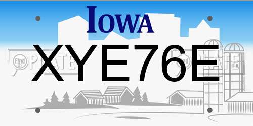 XYE76E Iowa License Plate
