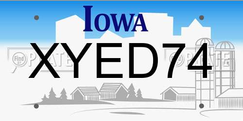 XYED74 Iowa License Plate