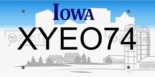 XYEO74 Iowa License Plate