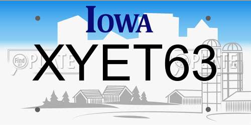 XYET63 Iowa License Plate