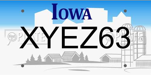 XYEZ63 Iowa License Plate