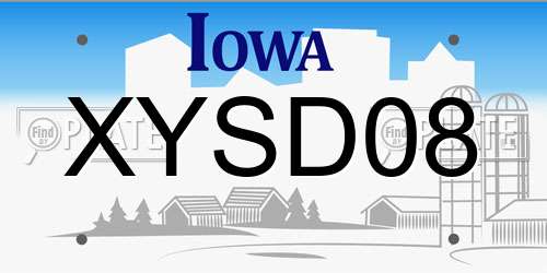 XYSD08 Iowa License Plate