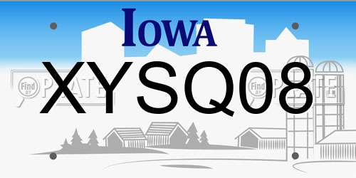 XYSQ08 Iowa License Plate