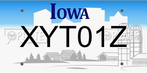 XYT01Z Iowa License Plate