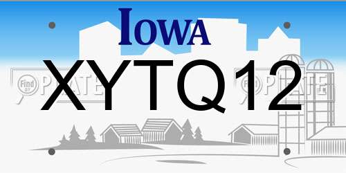 XYTQ12 Iowa License Plate