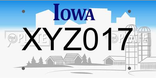 XYZ017 Iowa License Plate