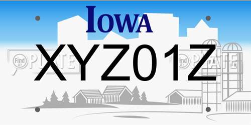 XYZ01Z Iowa License Plate