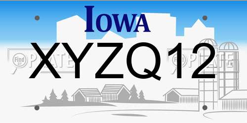 XYZQ12 Iowa License Plate