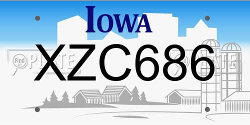XZC686 Iowa License Plate