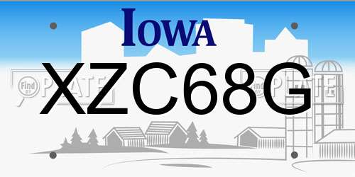 XZC68G Iowa License Plate