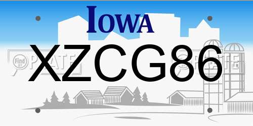 XZCG86 Iowa License Plate