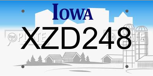 XZD248 Iowa License Plate