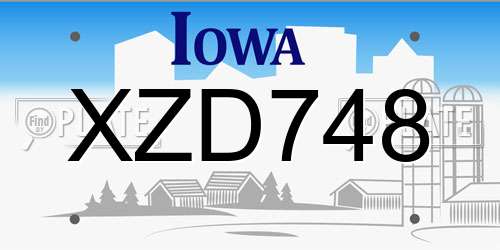 XZD748 Iowa License Plate