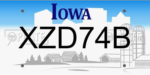 XZD74B Iowa License Plate