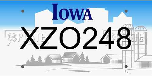 XZO248 Iowa License Plate