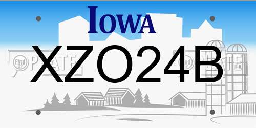 XZO24B Iowa License Plate