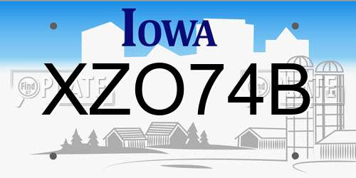 XZO74B Iowa License Plate