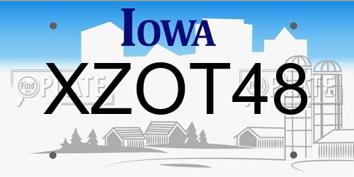 XZOT48 Iowa License Plate
