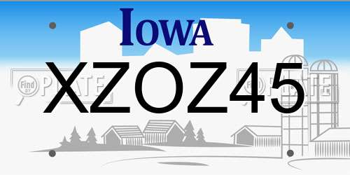 XZOZ45 Iowa License Plate