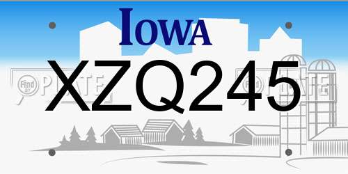 XZQ245 Iowa License Plate