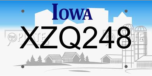 XZQ248 Iowa License Plate