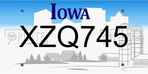 XZQ745 Iowa License Plate