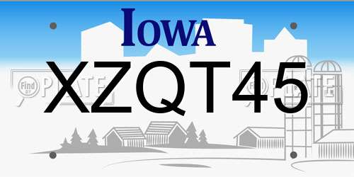 XZQT45 Iowa License Plate